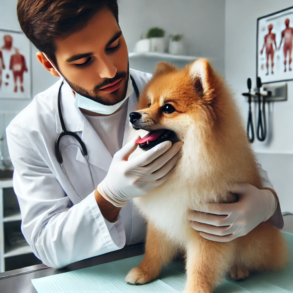 Spitz Alemão no veterinário
